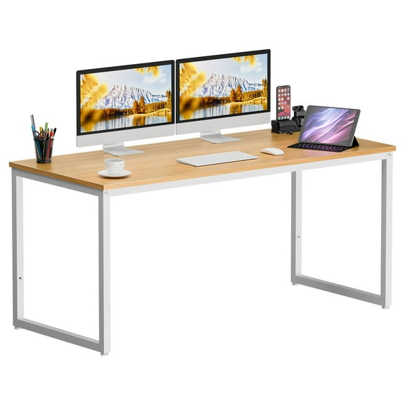 Favory Computer Desk Modern Sturdy Office Desk PC Laptop Notebook Simple Writing Table,Multipurpose Hobby Sewing Table Computer Desk, for Home Office Workstation,Natural,55"