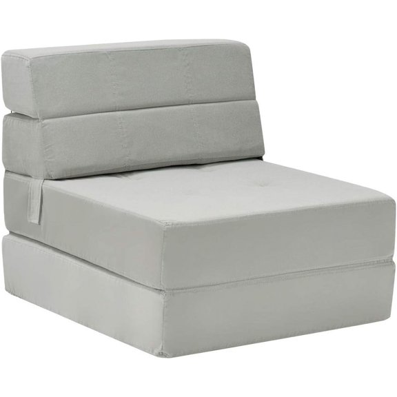 Favory Convertible Sofa Bed, Floor Couch Sleeper, Folding Futon Guest Bed, Modern Chaise Lounge Upholstered Padded Cushion, Large Accent Chair Living Room Bedroom Grey
