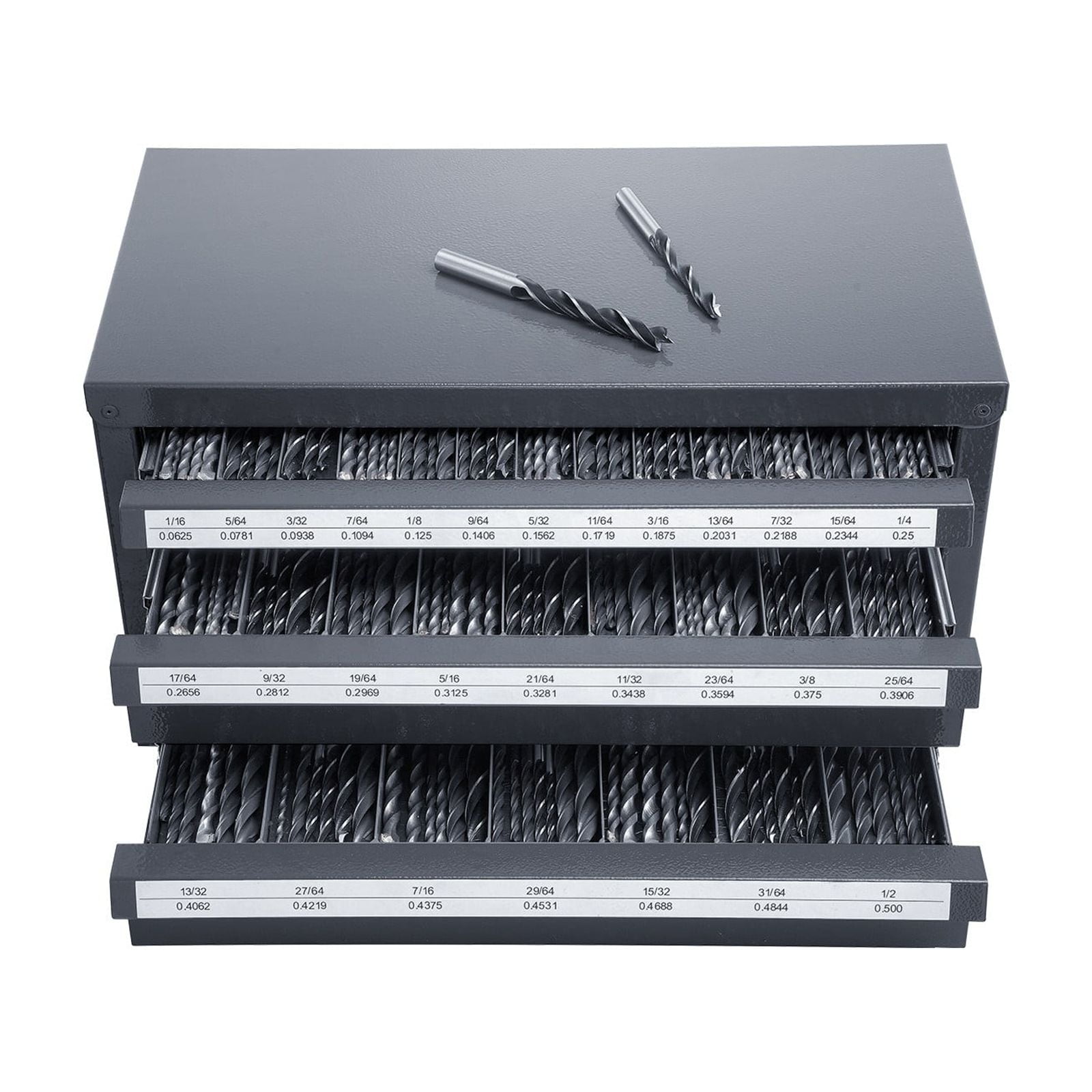 Favory Drill Bit Dispenser Cabinet, Three-Drawer Drill Bit Dispenser, Drill Bit Organizer Cabinet, Drill Dispenser Organizer Cabinet for Jobber Length Fractional Size 1/16" to 1/2"