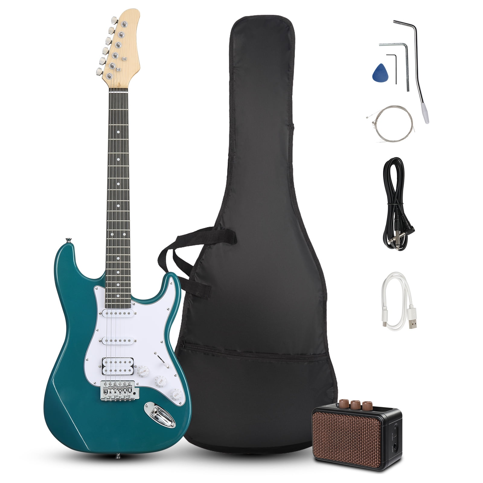 Favory Electric Guitar Kit for Students - 5W AMP Included, Portable Carry Bag & Full Accessories (Strap + Strings), Ideal for Beginners' Practice & Entry-Level Learning,Blue