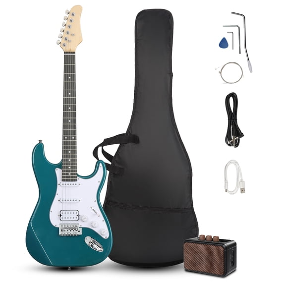 Favory Electric Guitar Kit for Students - 5W AMP Included, Portable Carry Bag & Full Accessories (Strap + Strings), Ideal for Beginners' Practice & Entry-Level Learning,Blue