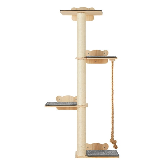 Favory Floor-to-Ceiling Cat Tree with Natural Sisal Rope Scratching Post - Adjustable Height  - Modern Cat Activity Tree, Cat Scratcher Post