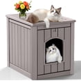thumbnail image 1 of Favory Hidden Cat Litter Box Enclosure Furniture, Indoor Outdoor Cat House Side Table with Openable Door & Raised Floor, Easy Clean Assemble, Grey, 1 of 10
