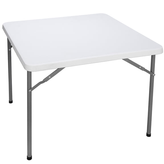 Favory Indoor Outdoor Heavy Duty Portable Plastic Folding Table, Square Card Desk Utility Table Game Table for Puzzles Crafting Picnic Camping Dining Party, White