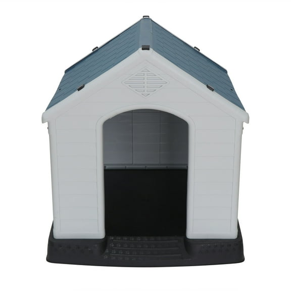 Favory Large Plastic Dog House Outdoor Indoor Doghouse Puppy Shelter Water Unaffected Easy Assembly Sturdy Dog Kennel with Air Vents and Elevated Floor