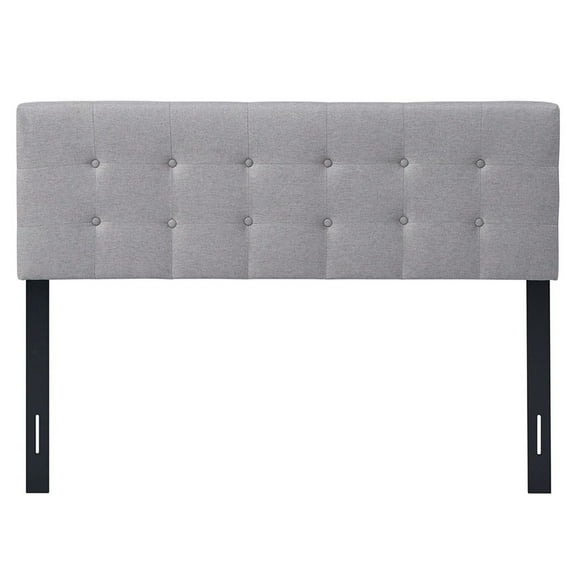 Favory Linen Upholstered Headboard, Adjustable Width Button Tufted Headboard Only with Solid Wood Legs, Attach Frame, Rectangular Headboard for Queen Full Size Bed