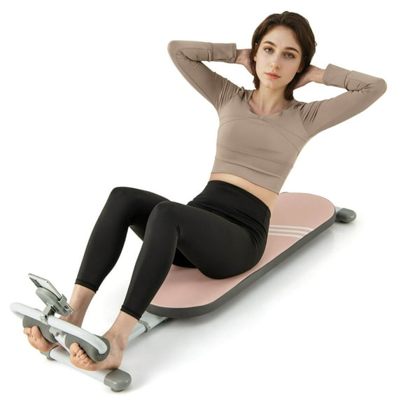 Favory Multifunctional Sit Up Bench, Workout Bench w/3 Gear Adjustable Angles & Adjustable Length, Foldable Design, Versatile Fitness Equipment for Home Gym,Pink