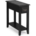 thumbnail image 1 of Favory Narrow End Table, Slim Side Table with Drawer and Open Shelf, Small End Tables for Small Spaces, Narrow Nightstand Bedside Table for Living Room Bedroom, 9.8 x 23.6 x 23.6 inches (1, Black), 1 of 9