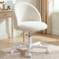 thumbnail image 1 of Favory Office Vanity Chair with Wheels Comfy Desk Chair for Girls Cute Computer Small Armless Adjustable Height Swivel for Home Bedroom Task-White, 1 of 7