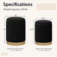 thumbnail image 1 of Favory Ottoman with Storage - Set of 2 Storage Ottomans, 1 Large & 1 Small Nesting Ottoman Side Table, Upholstered Velvet/Linen Round Foot Rest Vanity Stool for Bedroom Living Room (Black), 1 of 9