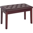 thumbnail image 1 of Favory Piano Bench, Duet Piano Chair with Faux Leather Padded Cushion and Wooden Frame, Button Tufted Keyboard Bench, Brown, 1 of 9
