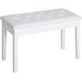 thumbnail image 1 of Favory Piano Bench, Duet Piano Chair with Faux Leather Padded Cushion and Wooden Frame, Button Tufted Keyboard Bench, White, 1 of 11