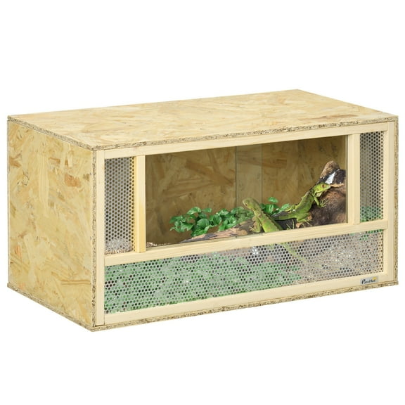 Favory Reptile Tank, Solid Wood Bearded Dragon Tank, Front Opening Snake Enclosure, Lockable Sliding Doors, Small Reptile Terrarium for Lizard, Leopard Gecko