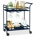 thumbnail image 1 of Favory Rolling Bar Cart, Mobile Home Bar Serving Cart, Serving Station w/ 2 Tier Shelves, Wine Rack, Lockable Wheels - Navy, 1 of 10