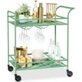 thumbnail image 1 of Favory Rolling Bar Cart, Mobile Home Bar Serving Cart, Serving Station w/ 2 Tier Shelves, Wine Rack, Lockable Wheels - Sage, 1 of 10