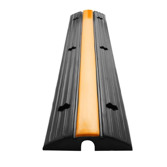Favory Rubber Cable Protector Ramps Heavy Duty  Load Capacity Cable Wire Cord Cover Ramp Speed Bump Driveway Hose Cable Ramp Protective Cover，4  PCs 1 Channel