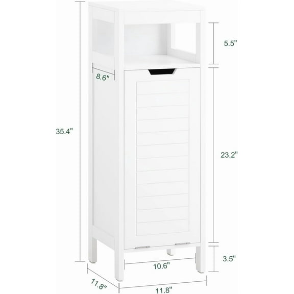 Favory Small Tilt-Out Laundry Hamper Cabinet, Skinny Bathroom Storage Cabinet for Clothes Organization with Hidden Basket & Shelf