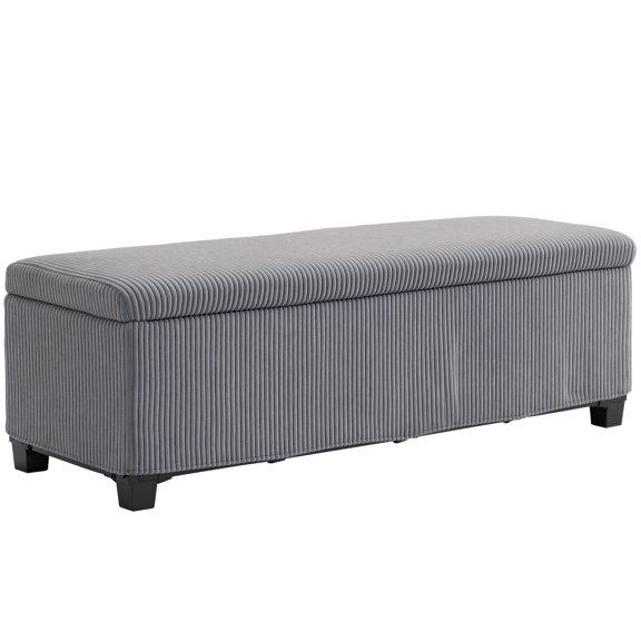 Favory Storage Ottoman Bench,Bed End Ottoman Bench with Storage,Storage Benches for Bedroom,Living Room,Entryway,Window,Mid Century Modern Storage Chest,Gray