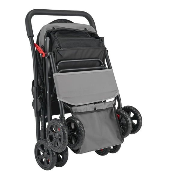 Favory Stroller for Cats Dog Stroller Foldable Pet Stroller Dog Stroller with Storage Basket and Adjustable Handle for Small Medium Cats Dogs Pet Carrier Strolling Cart(Grey)