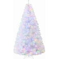 thumbnail image 1 of Favory  White Christmas Tree 4.5ft Pre-Lit Artificial Pine Tree Premium Holiday Decoration w/ 2-in-1 Multicolored Lights, Metal Stand，White, 1 of 11