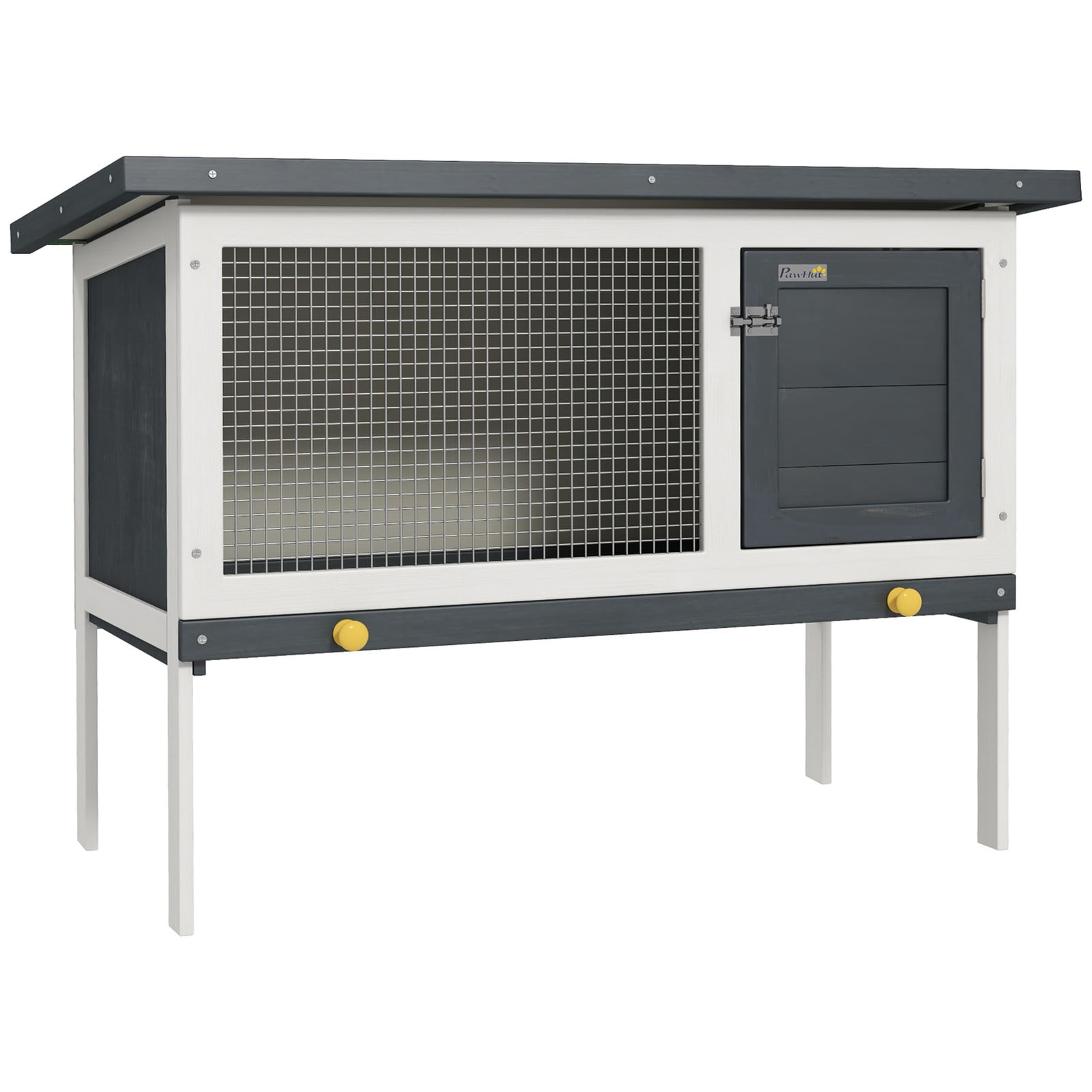 Favory Wooden Rabbit Hutch Indoor, Bunny Cage Outdoor, Guinea Pig House with Pull-Out Tray, and Openable Asphalt Roof