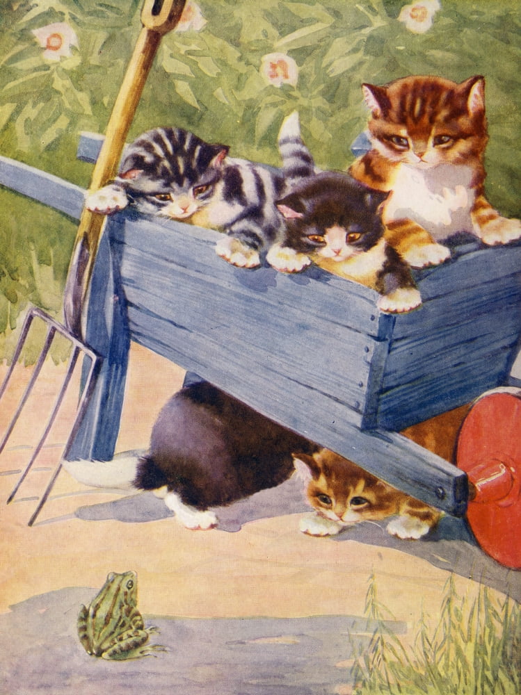 Favourite Animals c1928 Strange sight for kittens Canvas Art - Unknown (18 x 24)