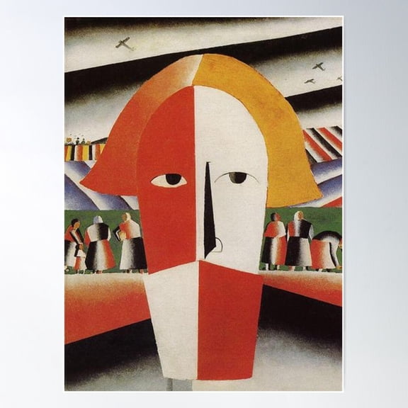 Favourite Artist - Kazimir Malevich - Head Of A Peasant Poster Wall Art, Modern Wall Decor For Living Room Bedroom, 8x12 UNFRAMED