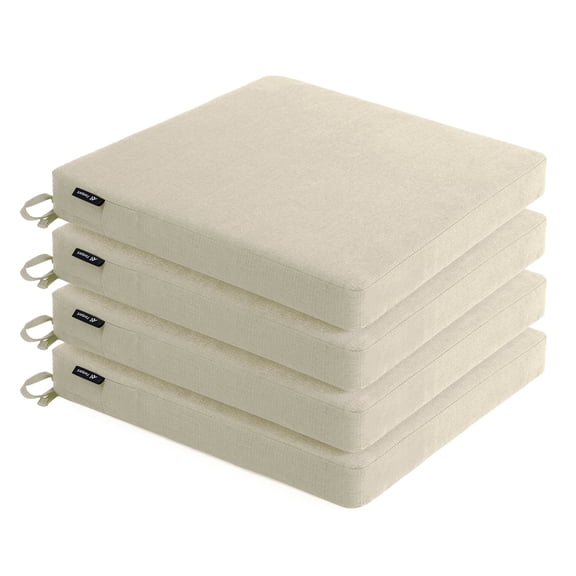 Favoyard 4-Pack Outdoor Seat Cushions, Premium High-Density Foam, Waterproof Removable Cover with Ties for Patio Dining Chairs, Garden Furniture