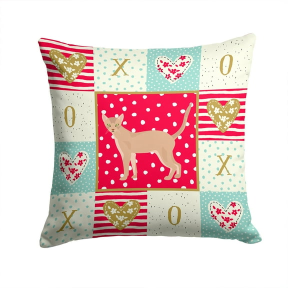 Fawn Abyssinian Cat Love Fabric Decorative Pillow Red