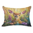 thumbnail image 1 of Fawn Among Purple Flowers 20x30" Queen Plush Pillow Case, Soft Zippered Bed Pillowcase for Bedroom, 1 of 9