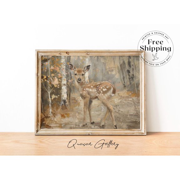 Fawn Art Print ed Deer Neutral Nursery Decor, Unframed Paper Print