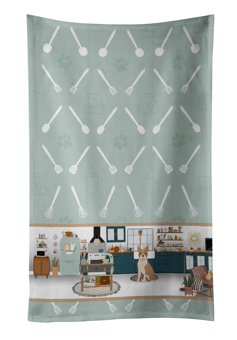 Fawn Boston Terrier in the Kitchen Kitchen Towel