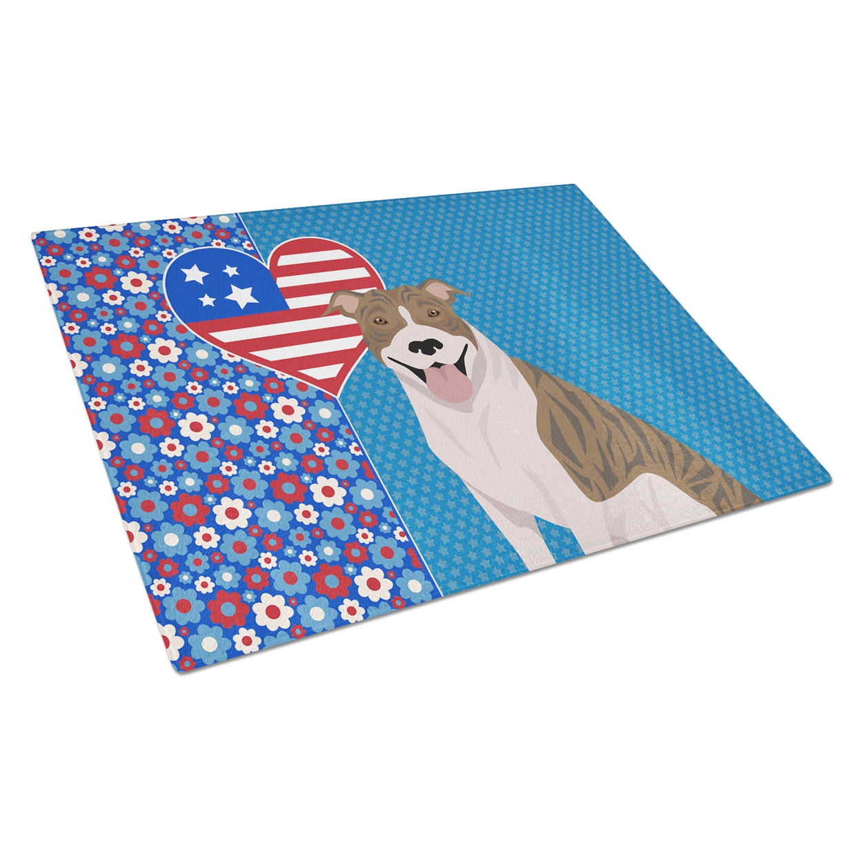 Fawn Brindle Pit Bull Terrier Glass Cutting Board Large 12 in x 15 in