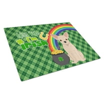 Fawn Chihuahua St. Patrick's Day Glass Cutting Board Large 12 in x 15 in