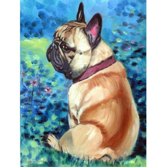 Fawn French Bulldog In Flowers Flag Garden Size