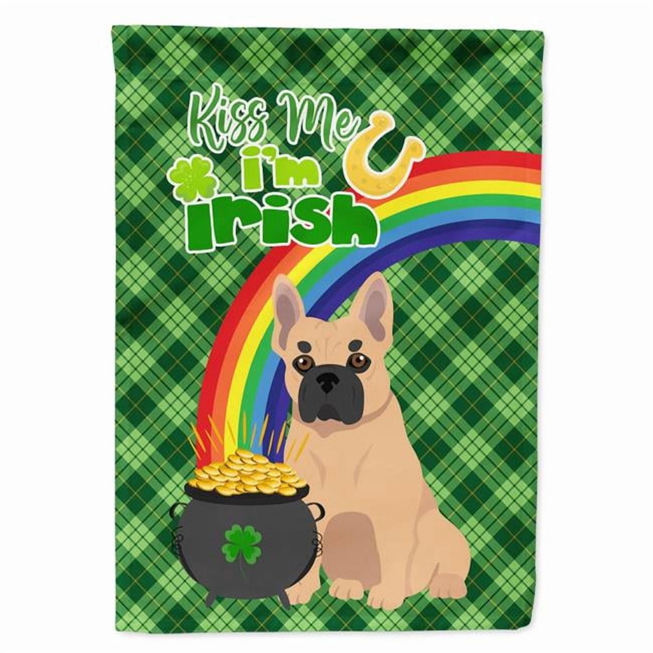 Fawn French Bulldog St. Patricks Day Flag Garden Size