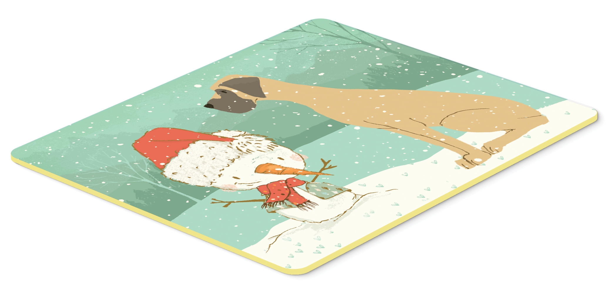 Fawn Natural Great Dane Snowman Christmas Kitchen or Bath Mat 24x36