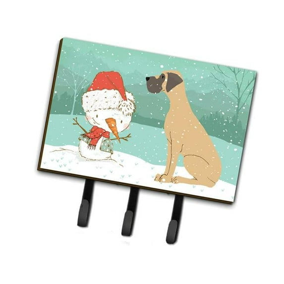 Fawn Natural Great Dane Snowman Christmas Leash or Key Holder