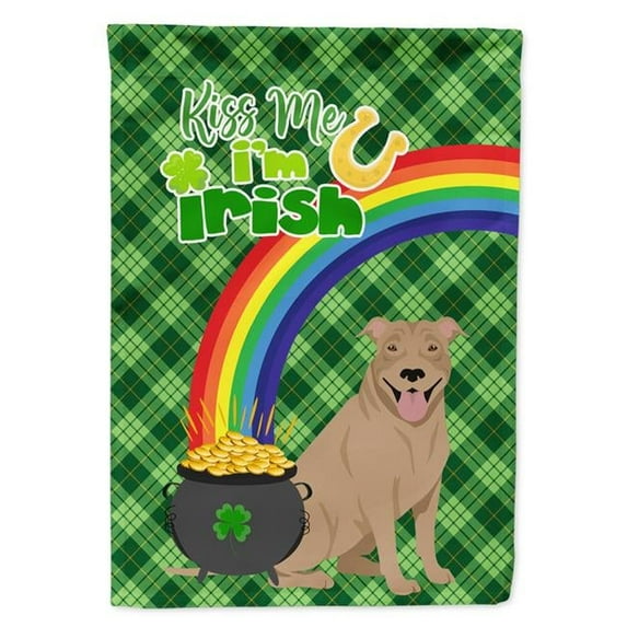 Fawn Pit Bull Terrier St. Patricks Day Flag Garden Size