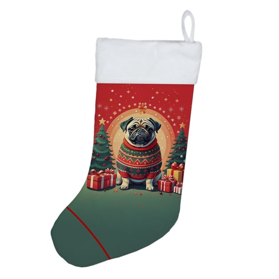 Fawn Pug Christmas Christmas Stocking 13.5 in x 18 in