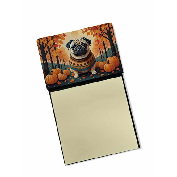 Fawn Pug Fall Sticky Note Holder 3.25 in x 5.25 in