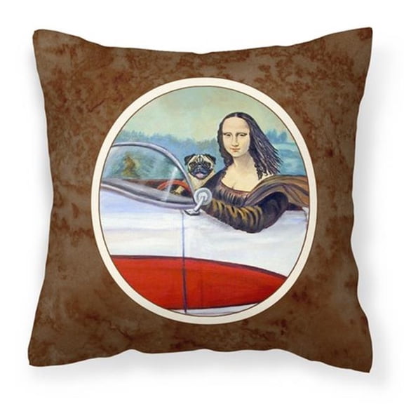 Fawn Pug & Mona Lisa Fabric Decorative Pillow