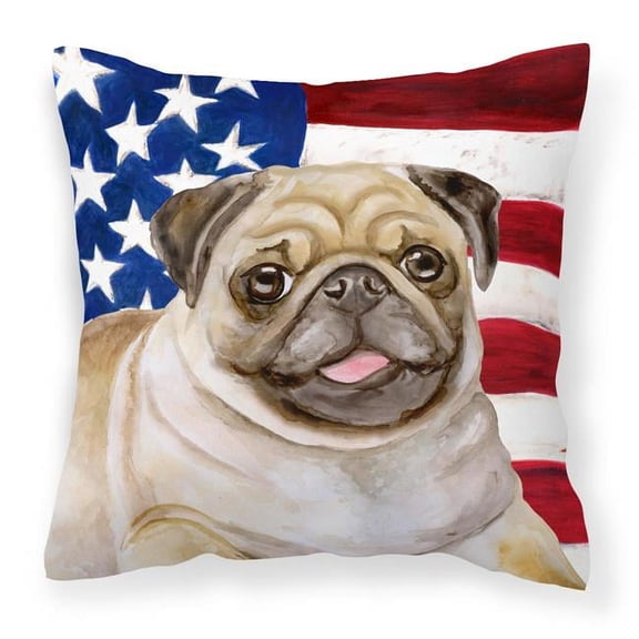 Fawn Pug Patriotic Fabric Decorative Pillow
