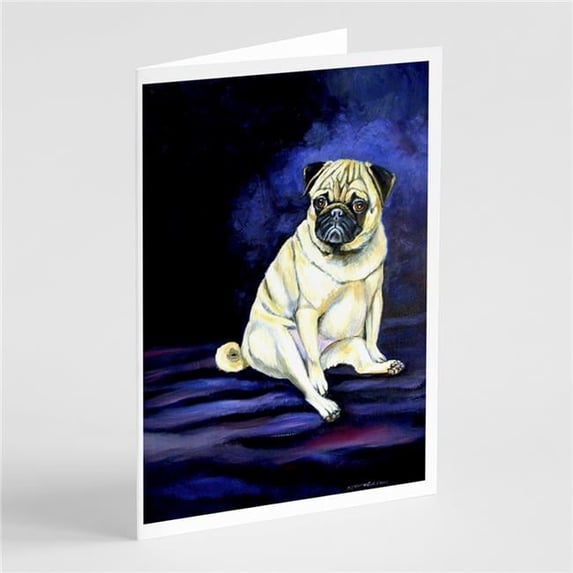 Fawn Pug Penny for Your Thoughts Greeting Cards & Envelopes - Pack of 8