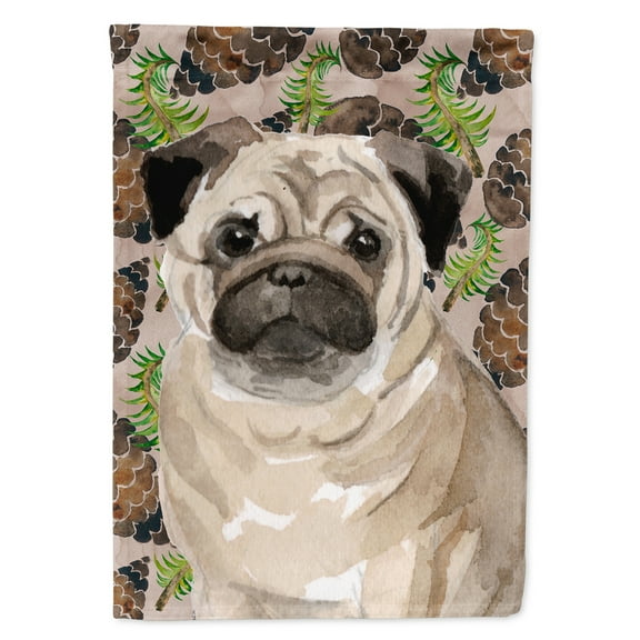 Fawn Pug Pine Cones House Flag