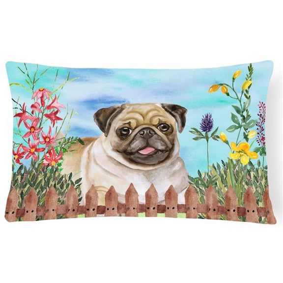 Fawn Pug Spring Canvas Fabric Decorative Pillow