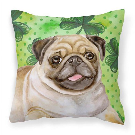 Fawn Pug St.Patricks Fabric Decorative Pillow