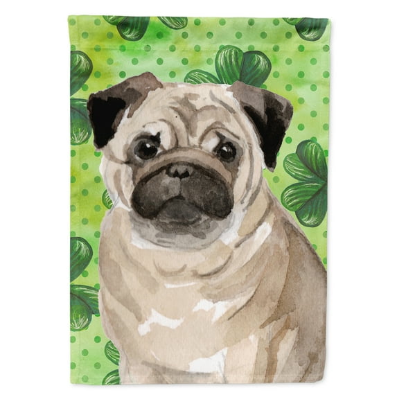Fawn Pug St. Patricks House Flag