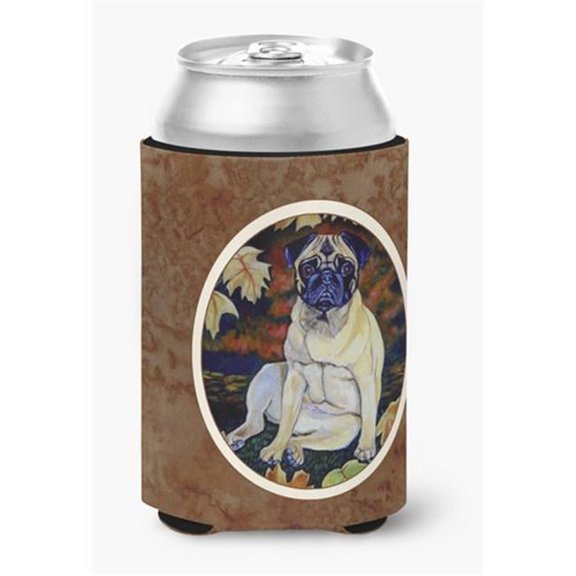 Fawn Pug in Fall Leaves Can or Bottle Hugger