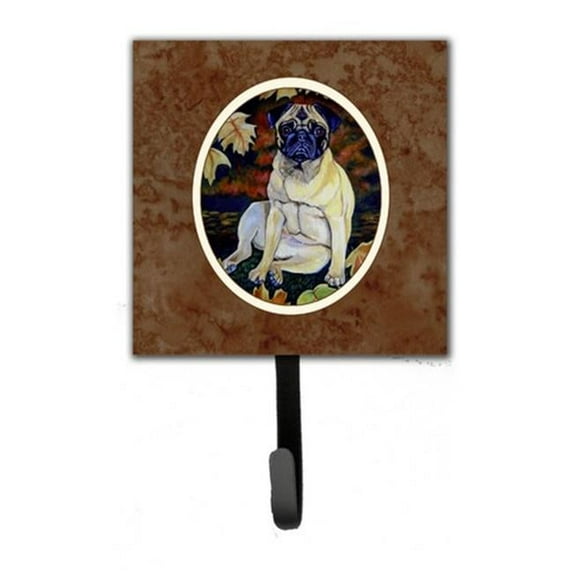 Fawn Pug in Fall Leaves Leash or Key Holder